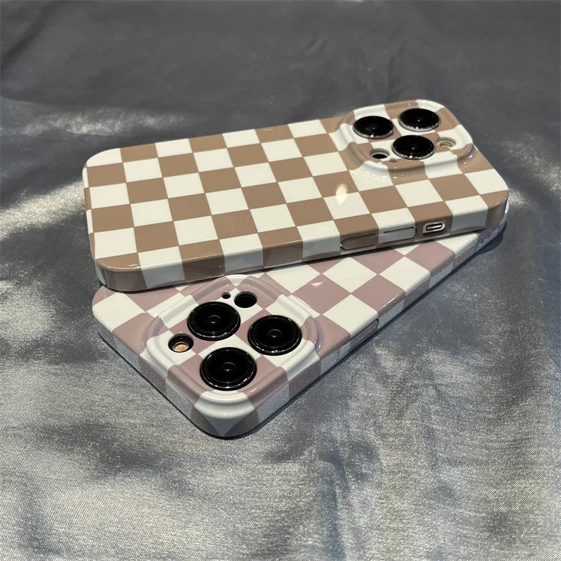 Simple Checkerboard Phone Case For IPHONE 16 15 14PRO MAX 13 13 PRO 13 PRO MAX 14 14PLUS 14PRO Acrylic Hard Mobile Phone Cases by Quickfindgoods