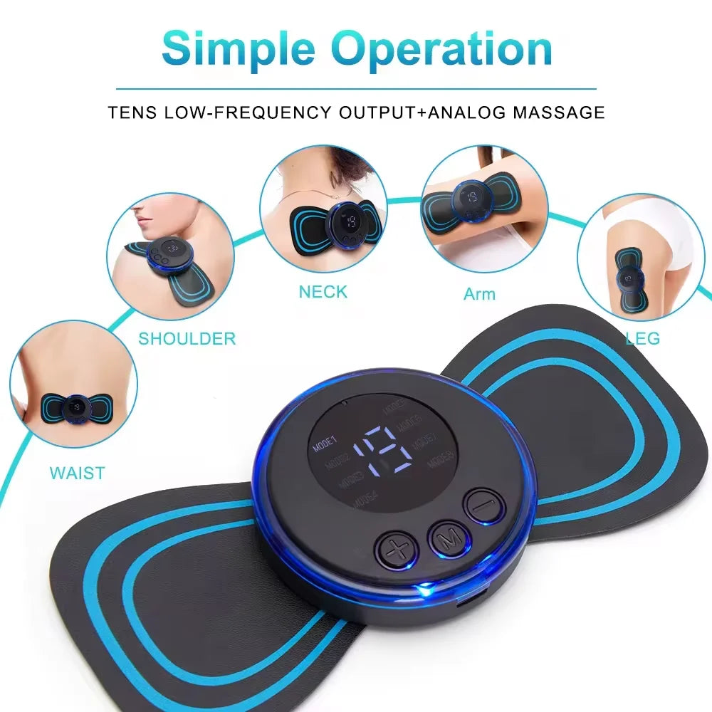 Electric Neck Massager EMS Muscle Massage Stimulator Low Frequency Instrument Back Cervical Calf Patches Pain Joints Mini Device by Quickfindgoods