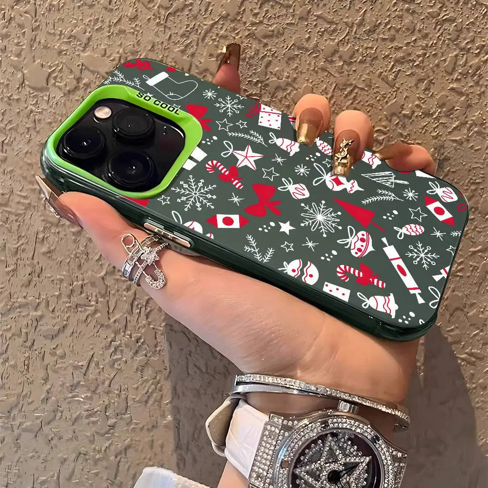 Christmas New Year Phone Case For iPhone 17 16 15 14 13 12 Pro Max Plus Colorful Gradient Soft TPU Back Cover