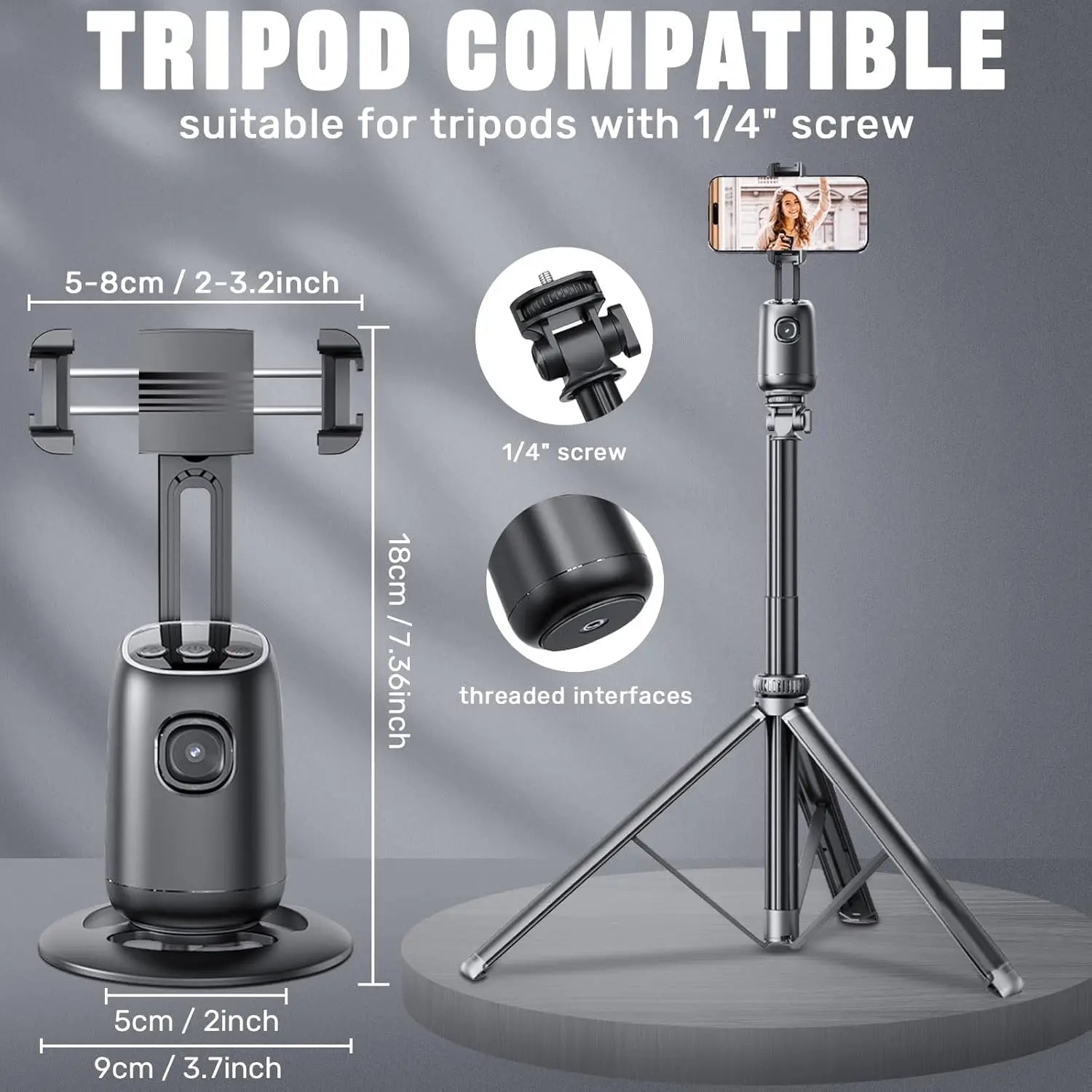 Auto Face Tracking Tripod,360°Rotation Tracking Gesture Control Stand,SmartPhone Camera Stand