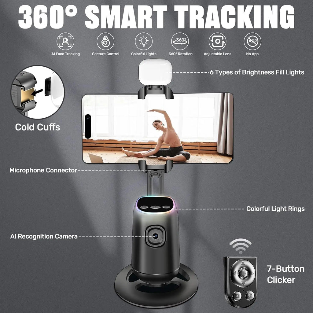 Auto Face Tracking Tripod,360°Rotation Tracking Gesture Control Stand,SmartPhone Camera Stand