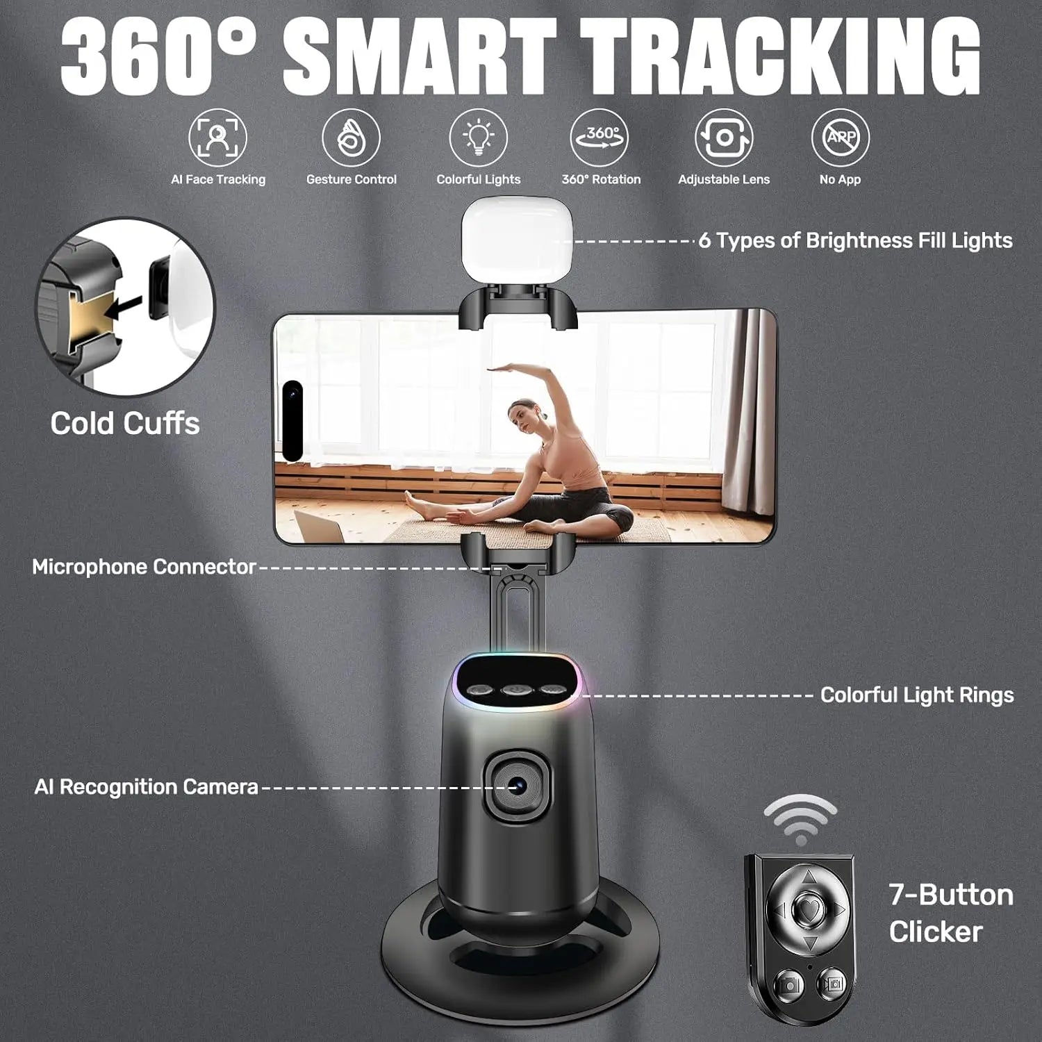 Auto Face Tracking Tripod,360°Rotation Tracking Gesture Control Stand,SmartPhone Camera Stand