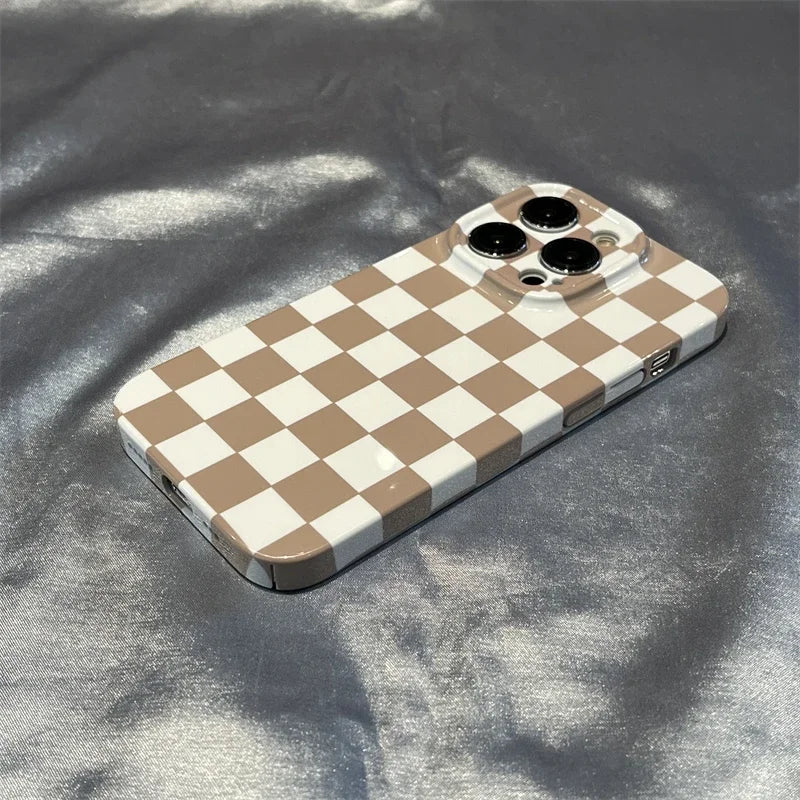 Simple Checkerboard Phone Case For IPHONE 16 15 14PRO MAX 13 13 PRO 13 PRO MAX 14 14PLUS 14PRO Acrylic Hard Mobile Phone Cases by Quickfindgoods