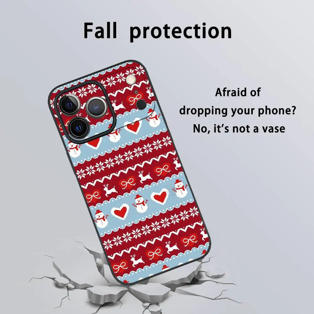 Christmas Stripes Phone Case For iPhone 17 16 15 14 13 12 11 Pro Max Plus Mini Black Frosted Soft Shell Funda