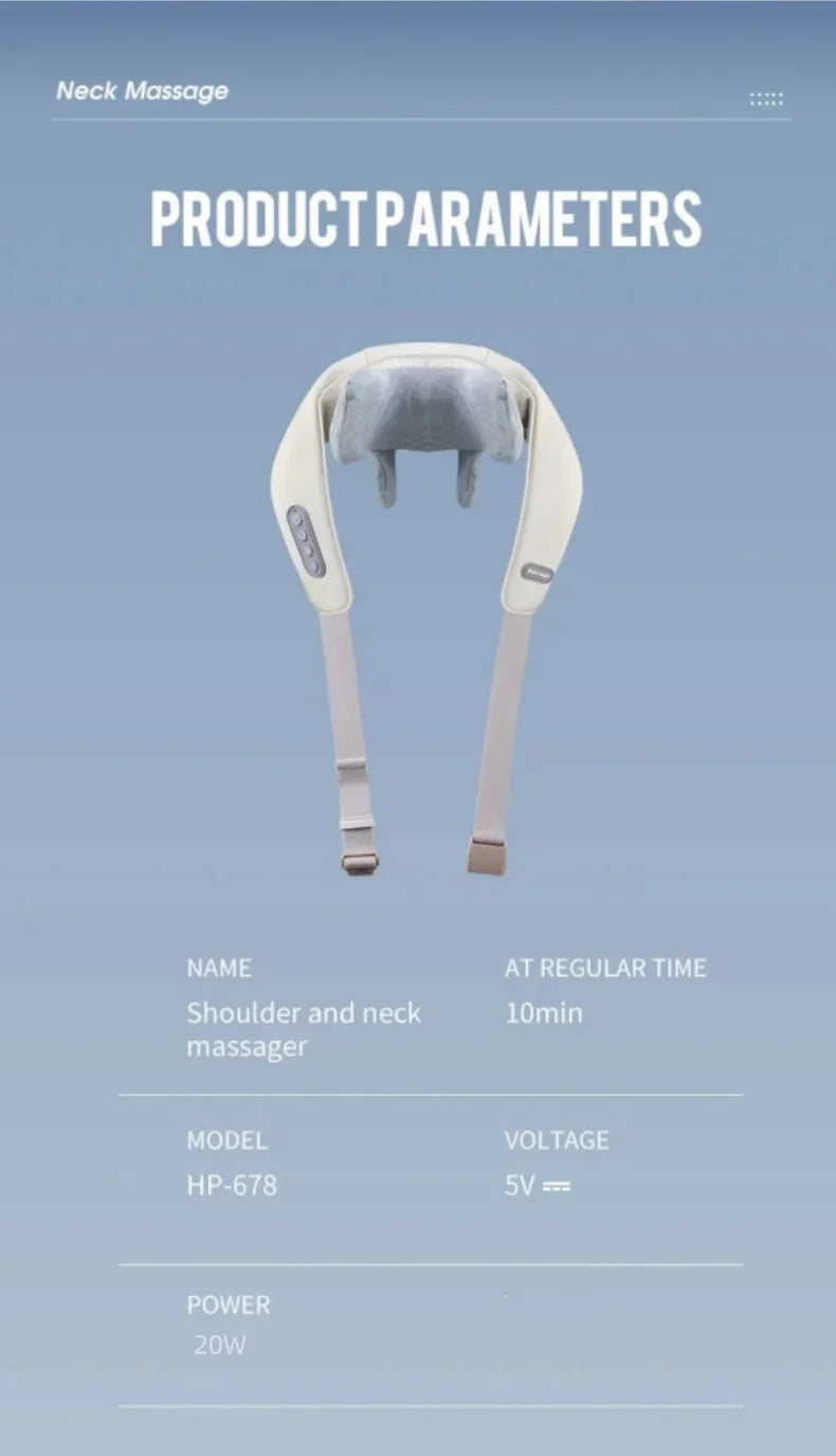 Electric Shoulder Kneading Massage Shawl Automatic Neck Back Massager Wireless Back Muscle Trapezius Relaxing Massage Pillow