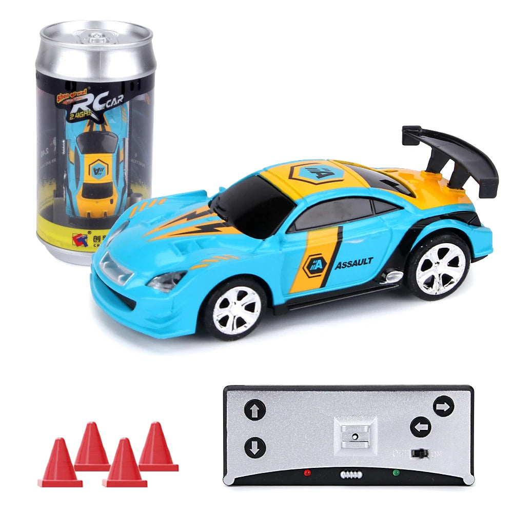 1:58 Remote Control MINI RC Car Battery Operated Racing Car PVC Cans Pack Machine Drift-Buggy Bluetooth radio Controlled Toy Kid