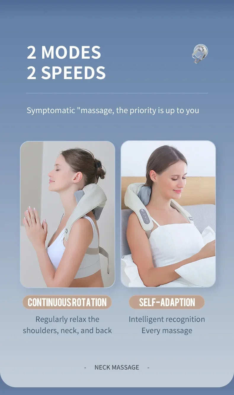 Electric Shoulder Kneading Massage Shawl Automatic Neck Back Massager Wireless Back Muscle Trapezius Relaxing Massage Pillow