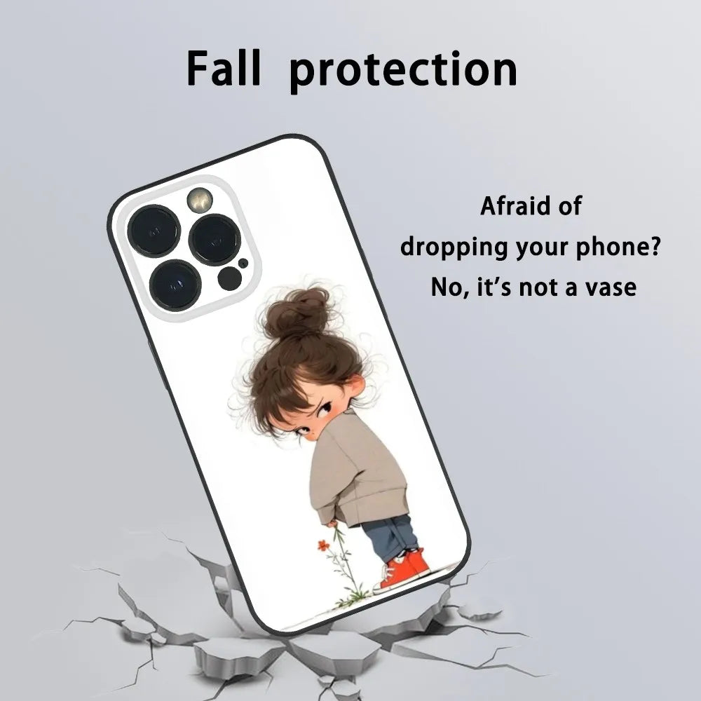 Cute Angry Little Girl Phone Case For iPhone 16 15 14 13 Pro Max Plus Mini Frosted Soft Shell Funda Shockproof Cases by Quickfindgoods