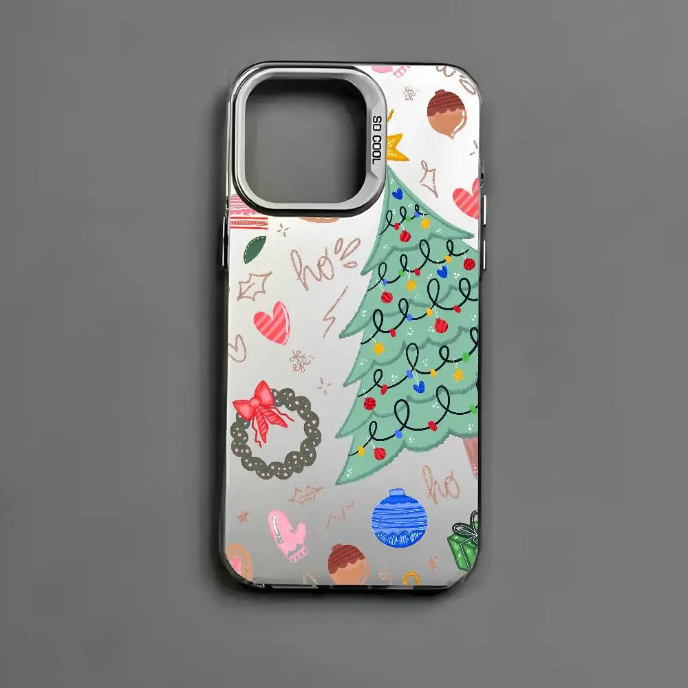 Christmas Tree Comic Version Phone Case For IPhone 17 16 15 14 13 12 11 Pro Max Air Multicolor Matte Laser Metallic Aurora Funda