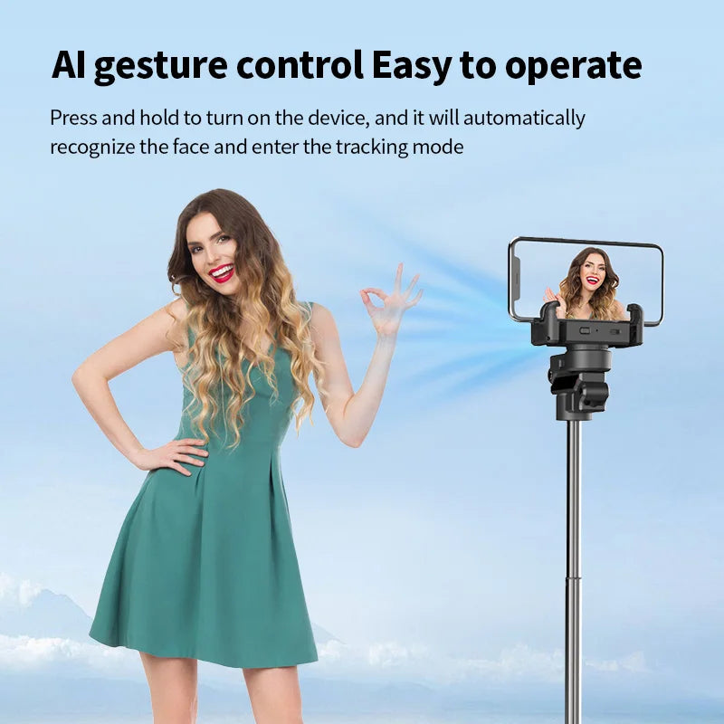 FANGTUOSI AI face tracking Tripod for Smartphone Stabilizer 360 Auto Rotation Follow with Remote Selfie tripod