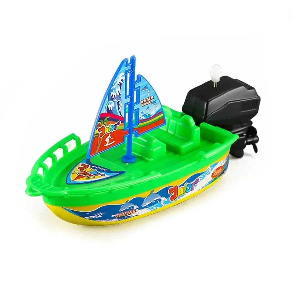 Wind Up Clockwork Float In Water Speed Boat Ship Children Bath Toys Random Color Kids Pool Swimming Bathtub Bath Toys