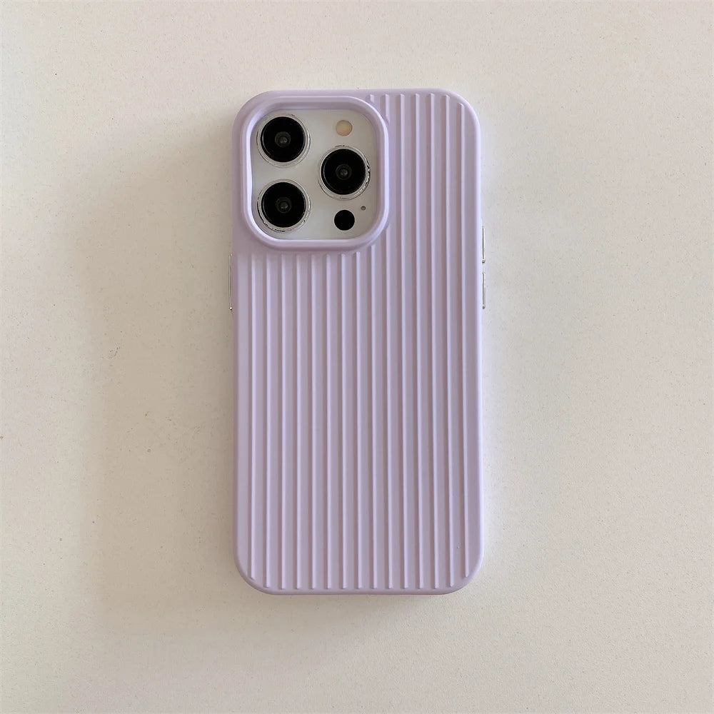 Macaron Cream Solid Color Premium Cute Phone Case For iPhone 15 14 13 12 11 Stylish Stripe Simple Slim Drop Protection Cover by Quickfindgoods