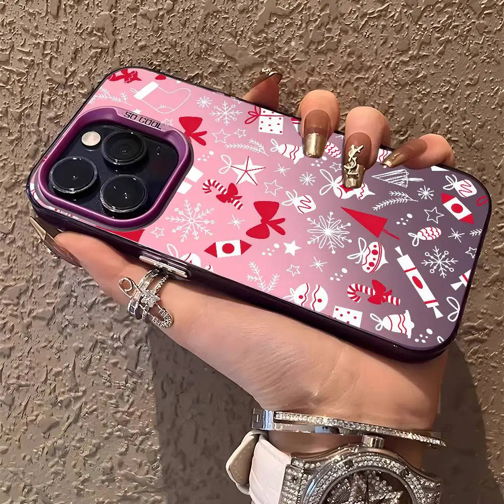 Christmas New Year Phone Case For iPhone 17 16 15 14 13 12 Pro Max Plus Colorful Gradient Soft TPU Back Cover
