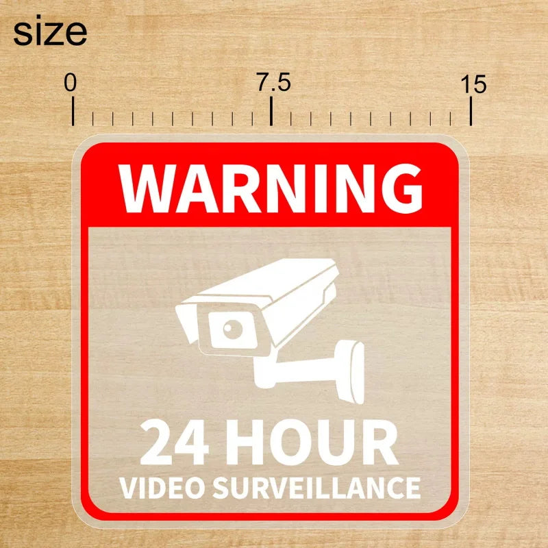 5/10Pcs/pack Waterproof Warning Security Sticker 24 Hour Video Surveillance Signs For Alarm Monitoring Fake Camera Accessories by Quickfindgoods