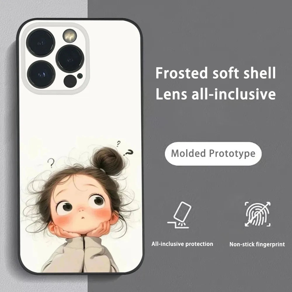 Cute Angry Little Girl Phone Case For iPhone 16 15 14 13 Pro Max Plus Mini Frosted Soft Shell Funda Shockproof Cases by Quickfindgoods