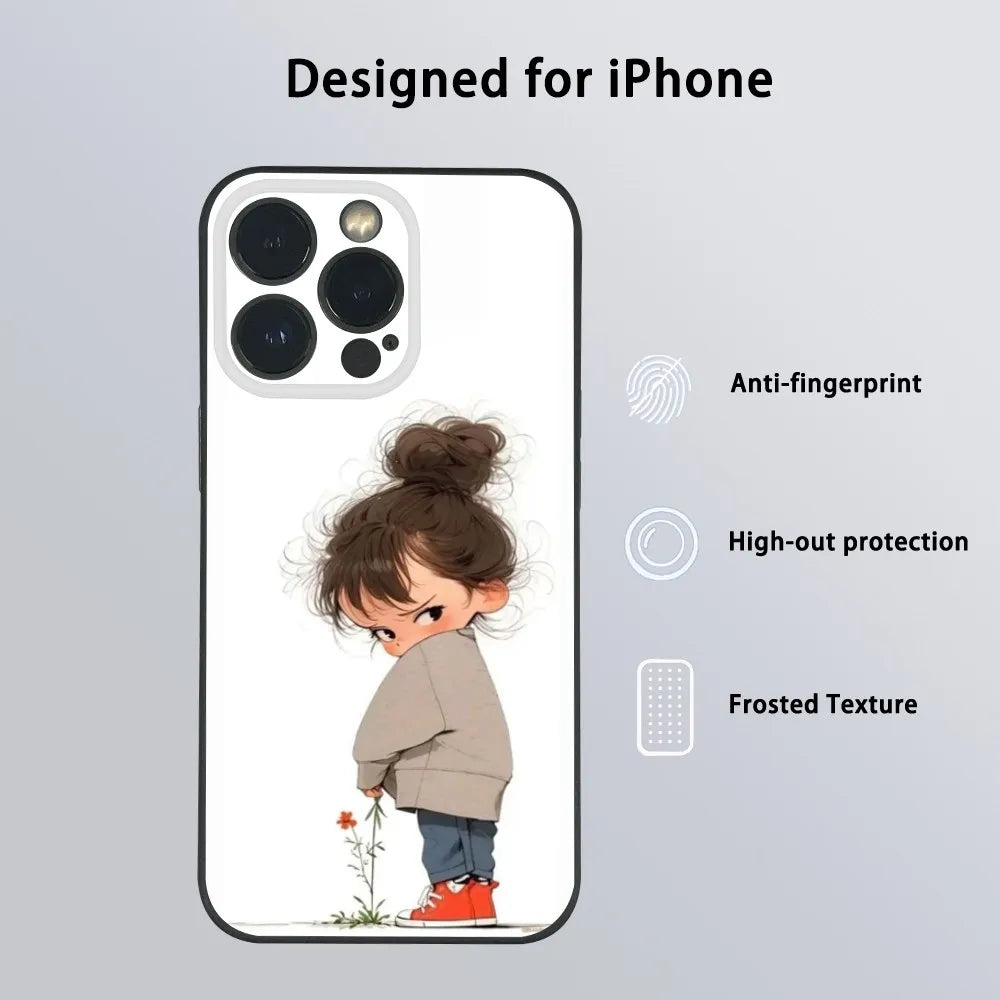 Cute Angry Little Girl Phone Case For iPhone 16 15 14 13 Pro Max Plus Mini Frosted Soft Shell Funda Shockproof Cases by Quickfindgoods