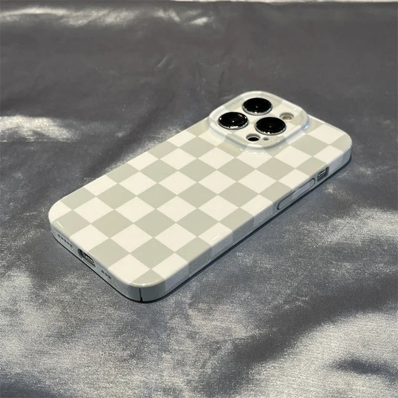 Simple Checkerboard Phone Case For IPHONE 16 15 14PRO MAX 13 13 PRO 13 PRO MAX 14 14PLUS 14PRO Acrylic Hard Mobile Phone Cases by Quickfindgoods