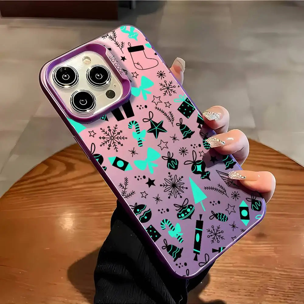 Christmas New Year Phone Case For iPhone 17 16 15 14 13 12 Pro Max Plus Colorful Gradient Soft TPU Back Cover