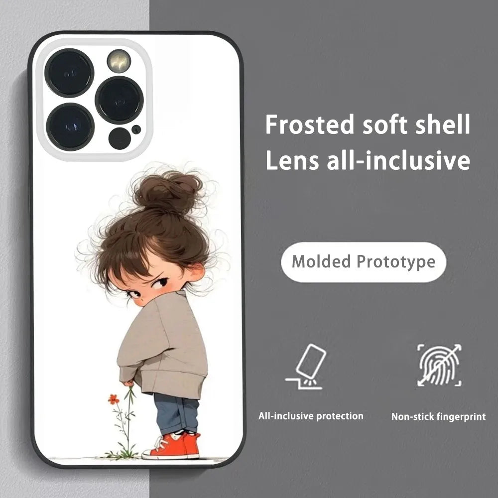 Cute Angry Little Girl Phone Case For iPhone 16 15 14 13 Pro Max Plus Mini Frosted Soft Shell Funda Shockproof Cases by Quickfindgoods