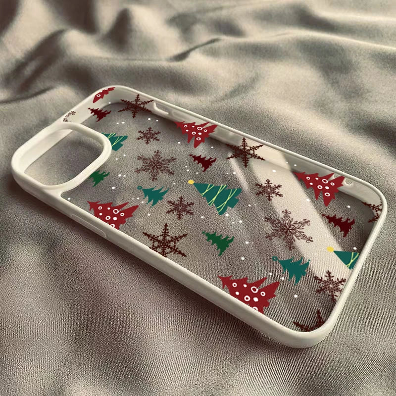 Christmas Tree Snowman Transparent Phone Case For iPhone 17 16 15 Pro Max Plus 14 13 12 11 17 Air Fashionable Shockproof Cover
