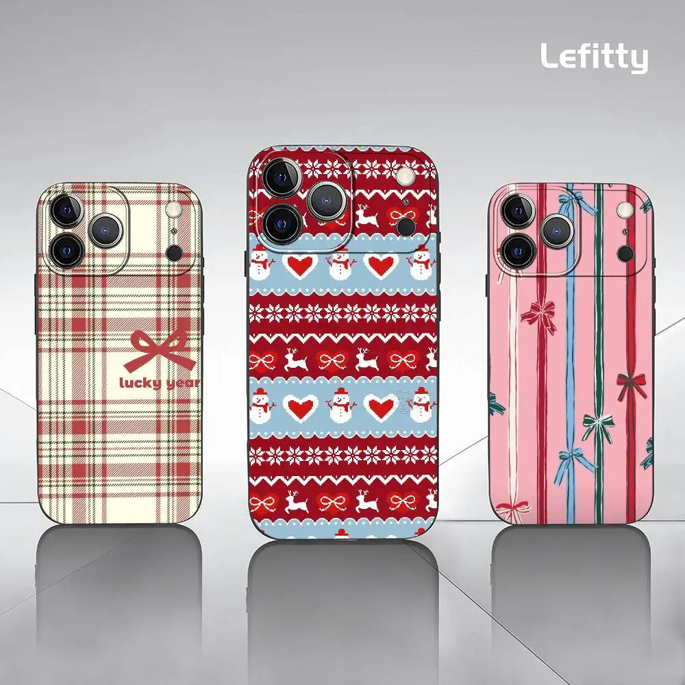 Christmas Stripes Phone Case For iPhone 17 16 15 14 13 12 11 Pro Max Plus Mini Black Frosted Soft Shell Funda