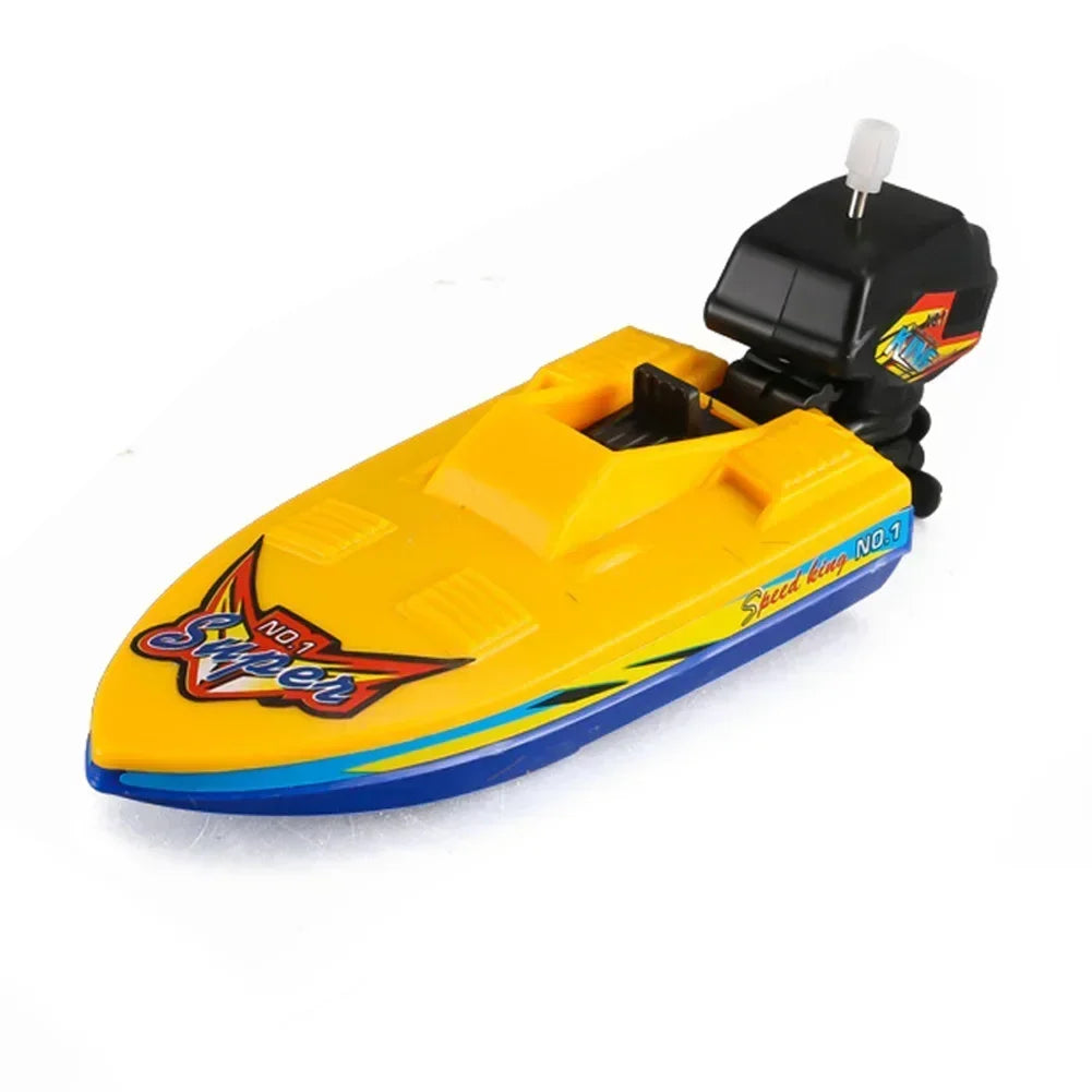Wind Up Clockwork Float In Water Speed Boat Ship Children Bath Toys Random Color Kids Pool Swimming Bathtub Bath Toys