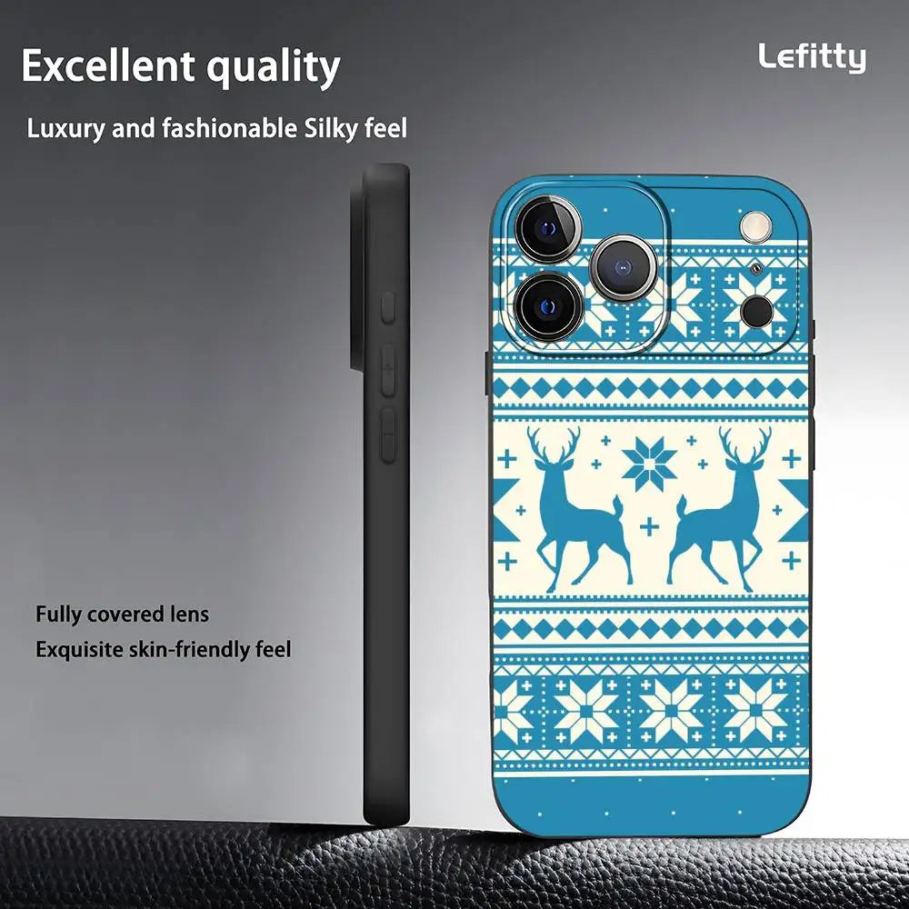 Christmas Stripes Phone Case For iPhone 17 16 15 14 13 12 11 Pro Max Plus Mini Black Frosted Soft Shell Funda