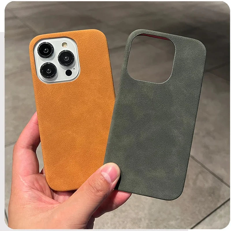 Phone Case For iPhone 16 15 14 13 12 11 Pro Max Plus Suede Leather Cases Matte Silicone Soft Shockproof Cover Fashion by Quickfindgoods