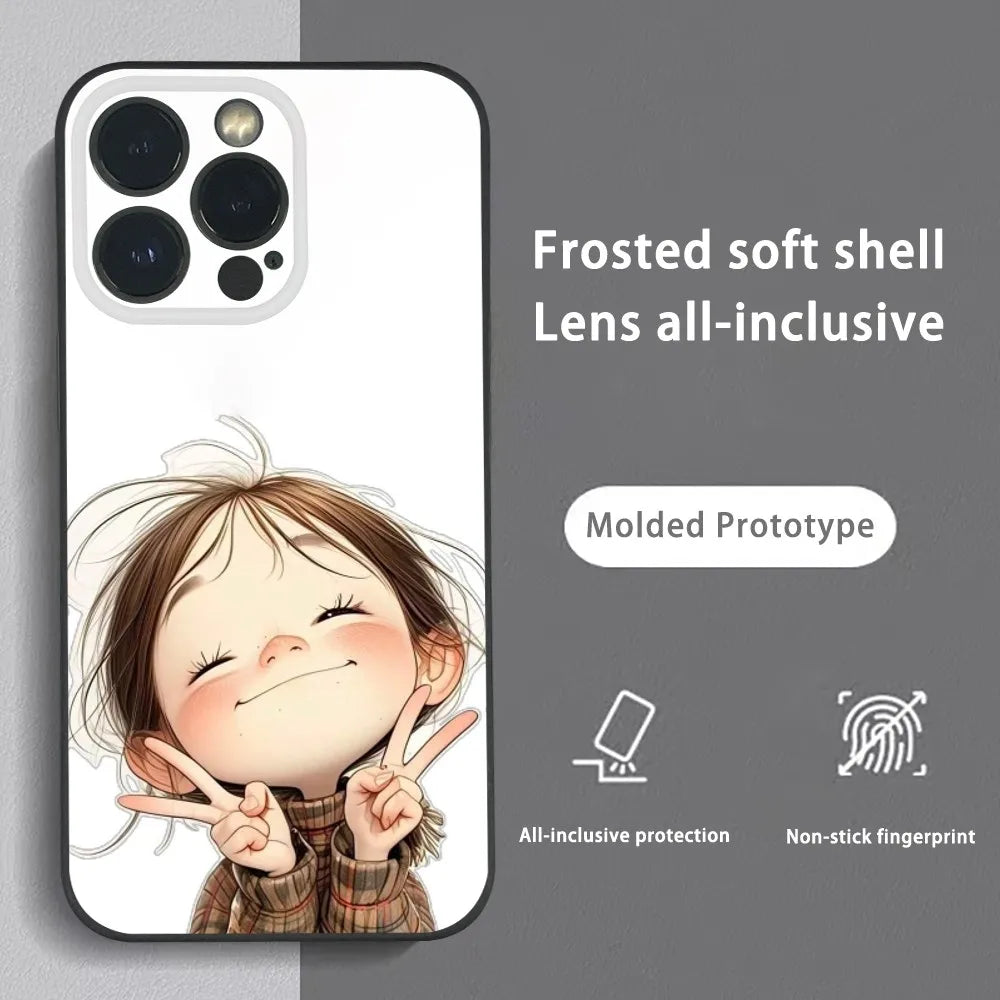 Cute Angry Little Girl Phone Case For iPhone 16 15 14 13 Pro Max Plus Mini Frosted Soft Shell Funda Shockproof Cases by Quickfindgoods