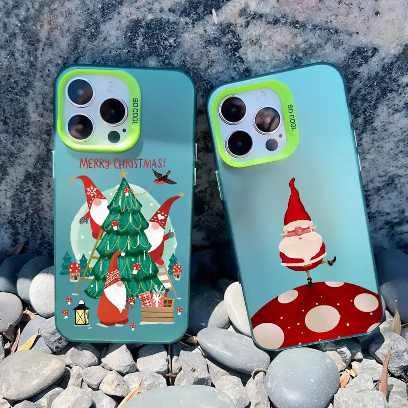 Cute Merry Christmas Santa Claus Phone Case for iPhone 16 15 14 Pro Max 13 12 11 Pro Max Mini 15 14 Plus Shockproof Laser Covers