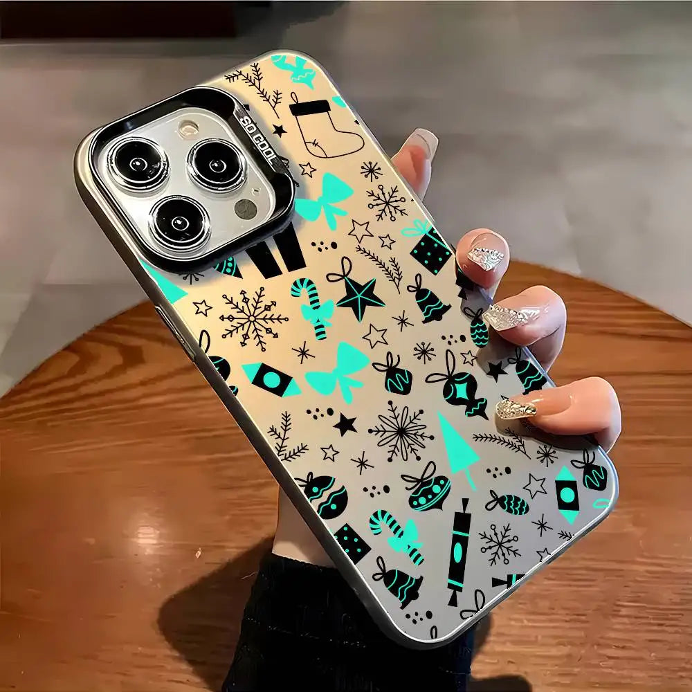 Christmas New Year Phone Case For iPhone 17 16 15 14 13 12 Pro Max Plus Colorful Gradient Soft TPU Back Cover