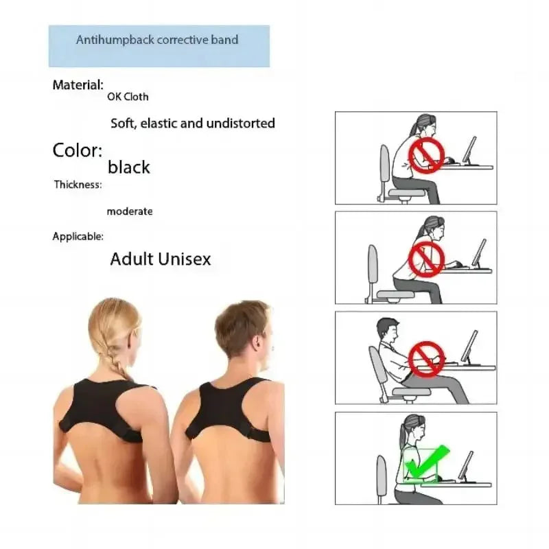 Posture Support Belt for Better Alignment - Lightweight Back Support for Sitting & Standing, Helps Maintain Upright Posture