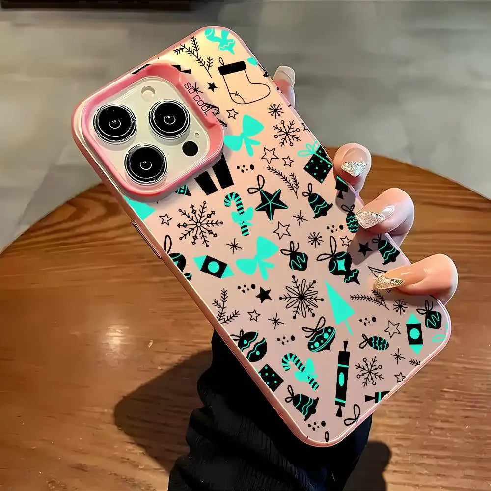 Christmas New Year Phone Case For iPhone 17 16 15 14 13 12 Pro Max Plus Colorful Gradient Soft TPU Back Cover