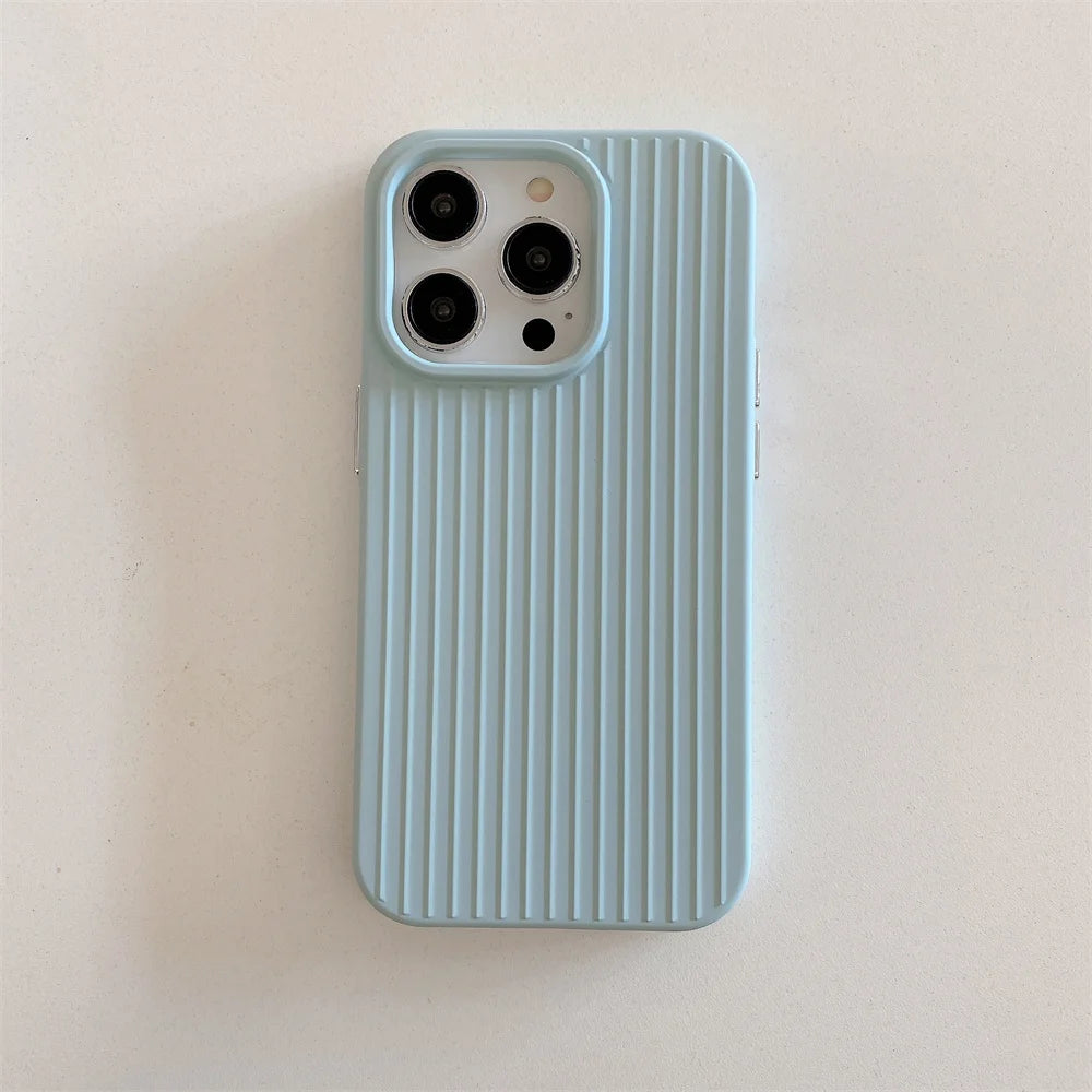 Macaron Cream Solid Color Premium Cute Phone Case For iPhone 15 14 13 12 11 Stylish Stripe Simple Slim Drop Protection Cover by Quickfindgoods