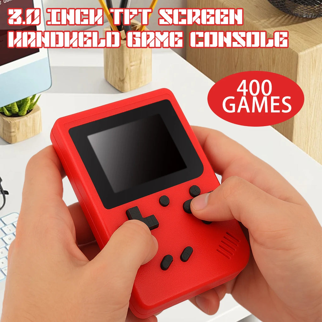 A Red Retro Classic Games Children's Handheld Small Game Console With 400 Game Charging Can Be Connected To The Tv