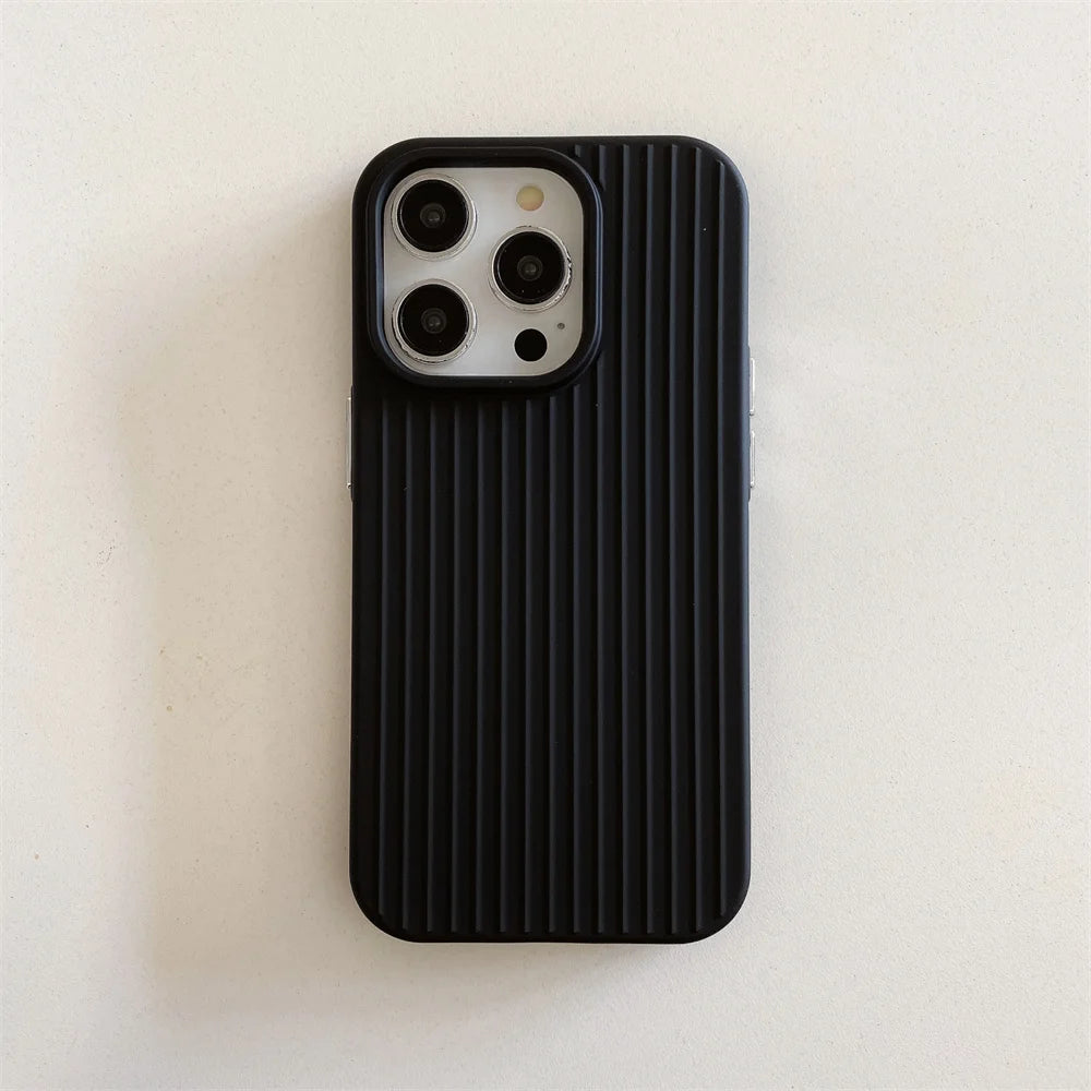 Macaron Cream Solid Color Premium Cute Phone Case For iPhone 15 14 13 12 11 Stylish Stripe Simple Slim Drop Protection Cover by Quickfindgoods