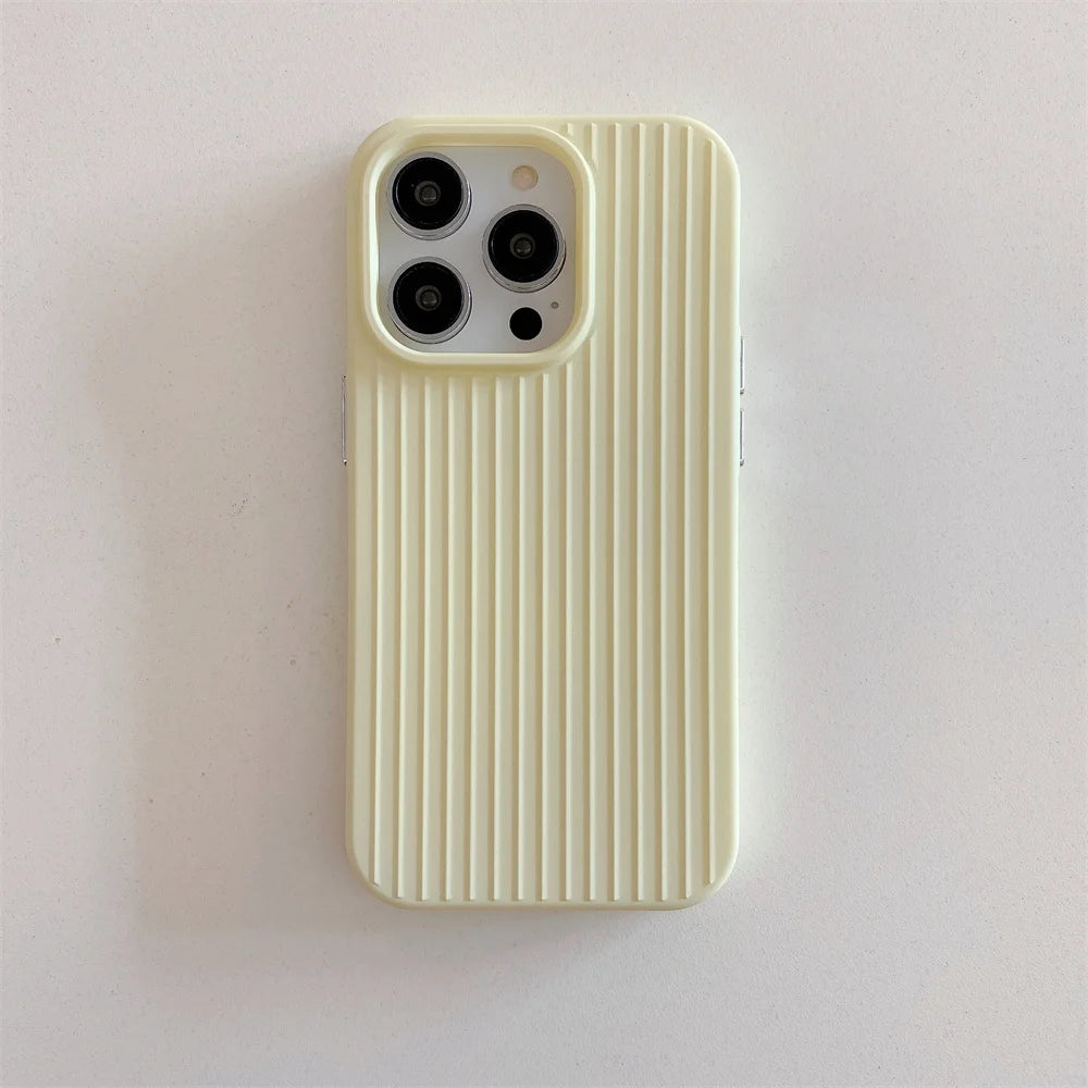 Macaron Cream Solid Color Premium Cute Phone Case For iPhone 15 14 13 12 11 Stylish Stripe Simple Slim Drop Protection Cover by Quickfindgoods
