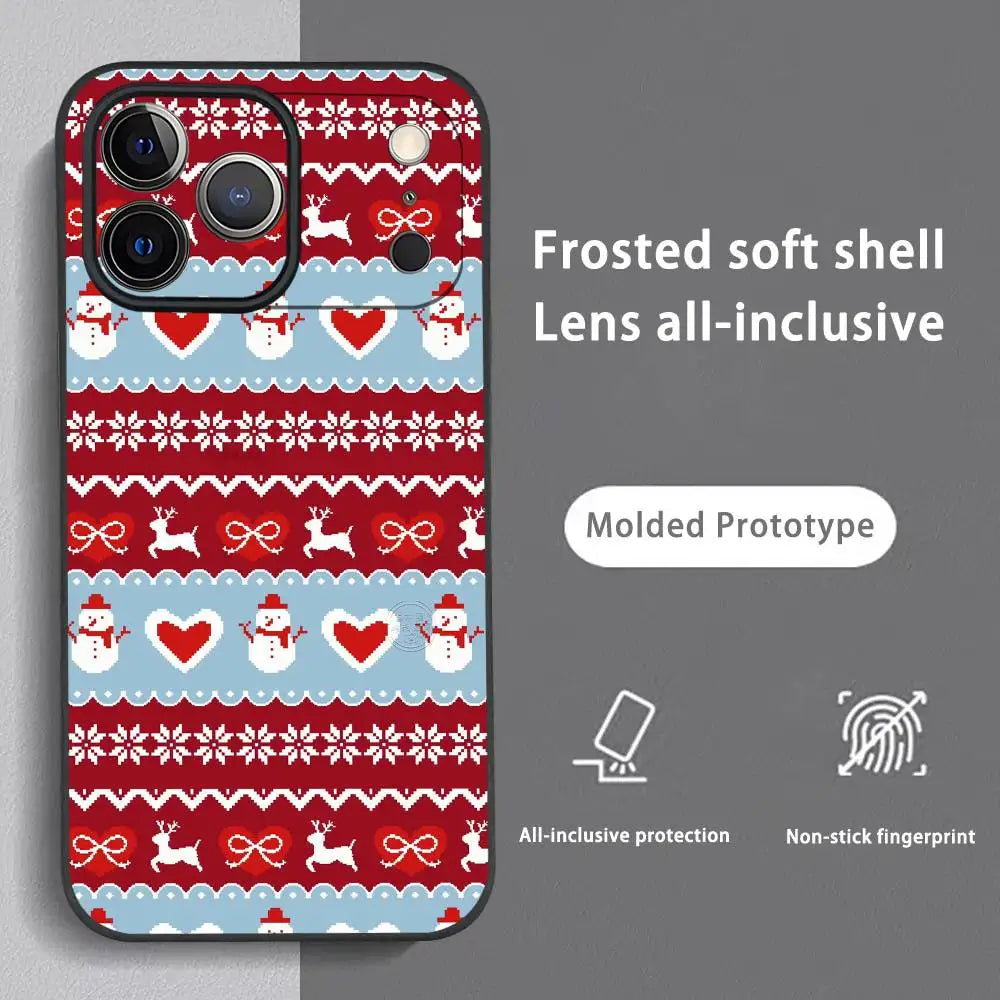 Christmas Stripes Phone Case For iPhone 17 16 15 14 13 12 11 Pro Max Plus Mini Black Frosted Soft Shell Funda