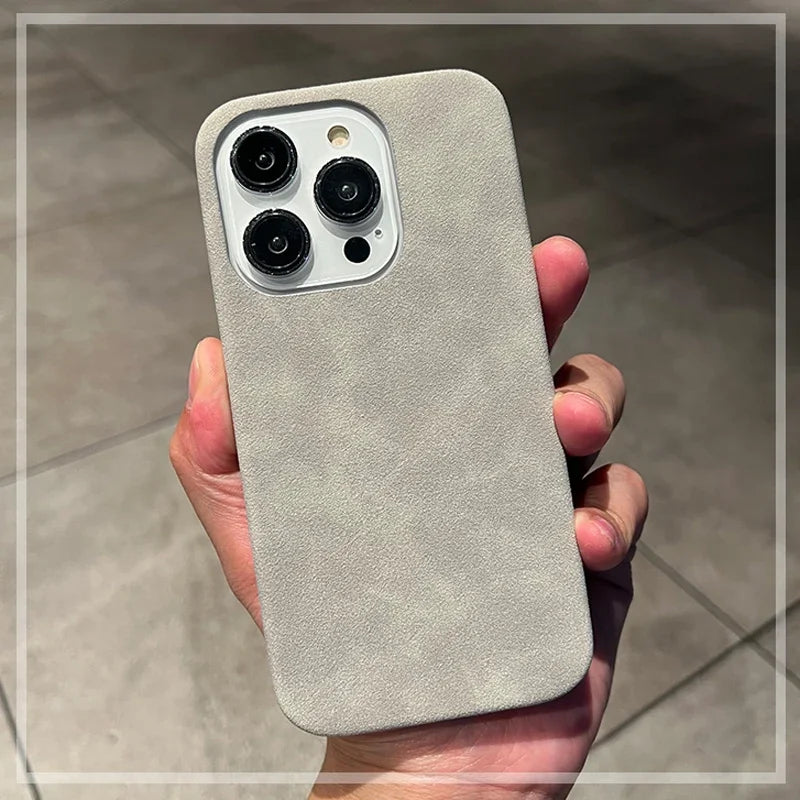Phone Case For iPhone 16 15 14 13 12 11 Pro Max Plus Suede Leather Cases Matte Silicone Soft Shockproof Cover Fashion by Quickfindgoods
