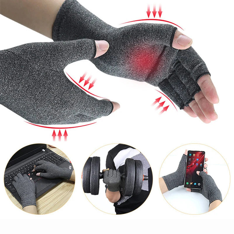 Relieve Hand Discomfort with 1pair Fingerless Compression Gloves by Quickfindgoods