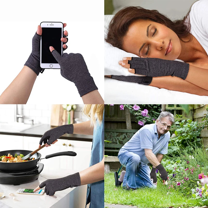 Relieve Hand Discomfort with 1pair Fingerless Compression Gloves by Quickfindgoods