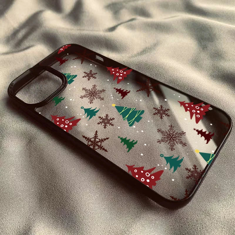Christmas Tree Snowman Transparent Phone Case For iPhone 17 16 15 Pro Max Plus 14 13 12 11 17 Air Fashionable Shockproof Cover