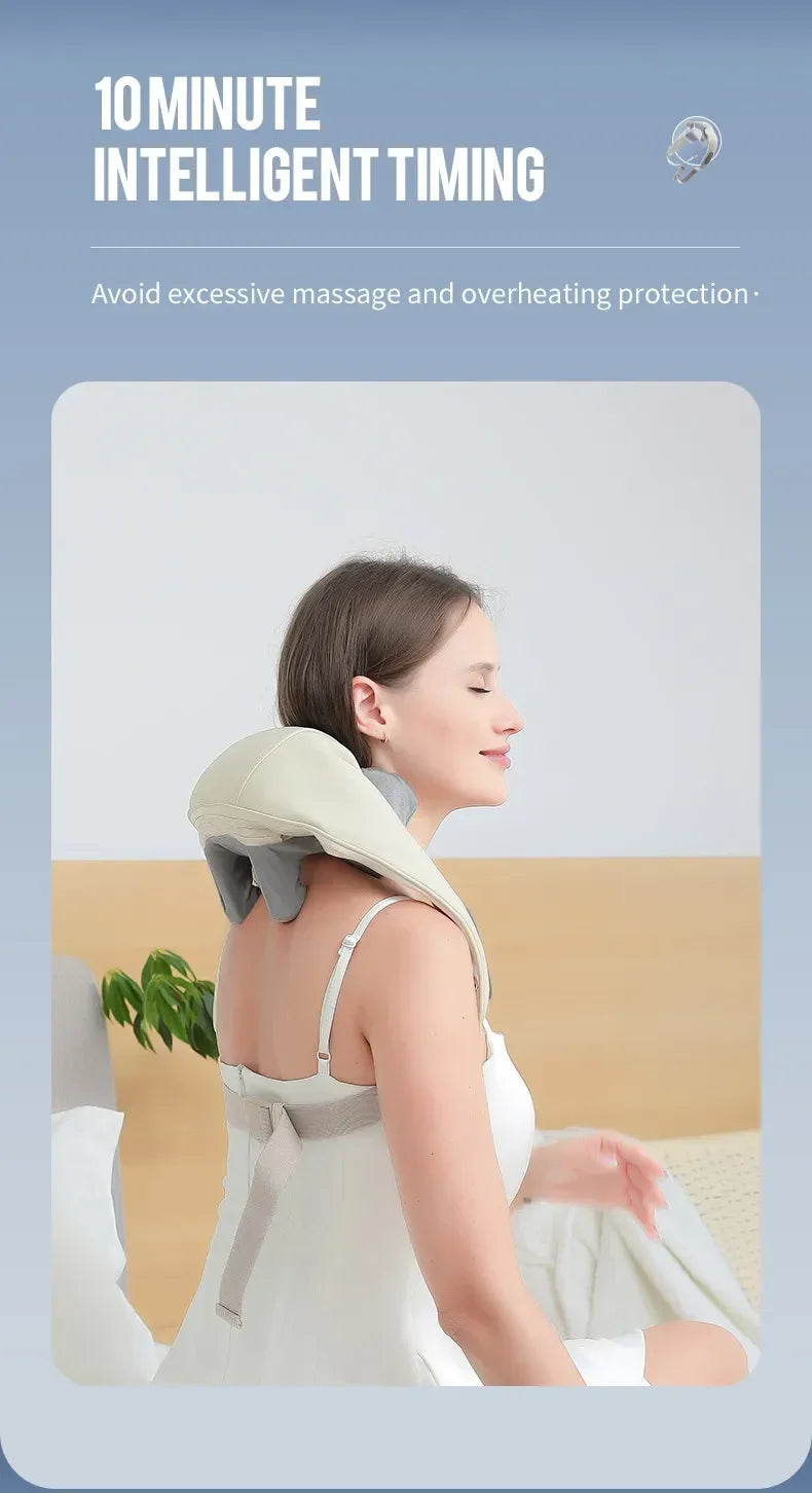 Electric Shoulder Kneading Massage Shawl Automatic Neck Back Massager Wireless Back Muscle Trapezius Relaxing Massage Pillow