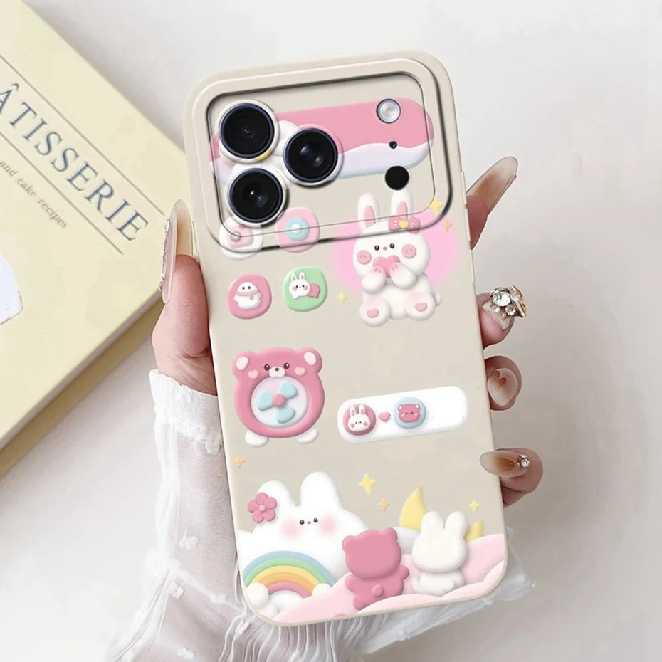 Cute Cartoon Phone Case For iPhone 17 Pro Max 17 Air Soft Silicone Shockproof Cases For iPhone17 17Pro 17Air Covers Bumpers