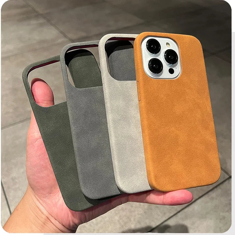 Phone Case For iPhone 16 15 14 13 12 11 Pro Max Plus Suede Leather Cases Matte Silicone Soft Shockproof Cover Fashion by Quickfindgoods