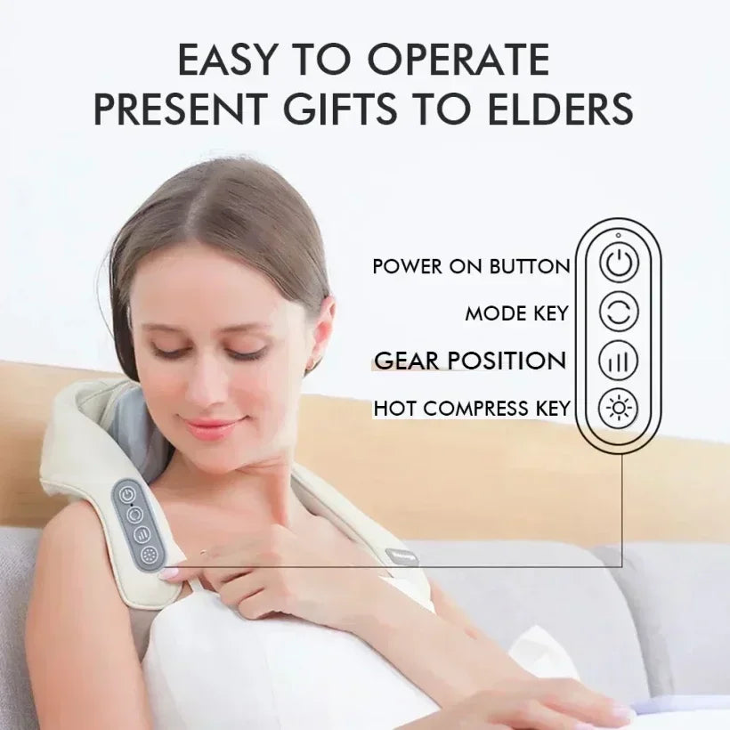 Electric Shoulder Kneading Massage Shawl Automatic Neck Back Massager Wireless Back Muscle Trapezius Relaxing Massage Pillow