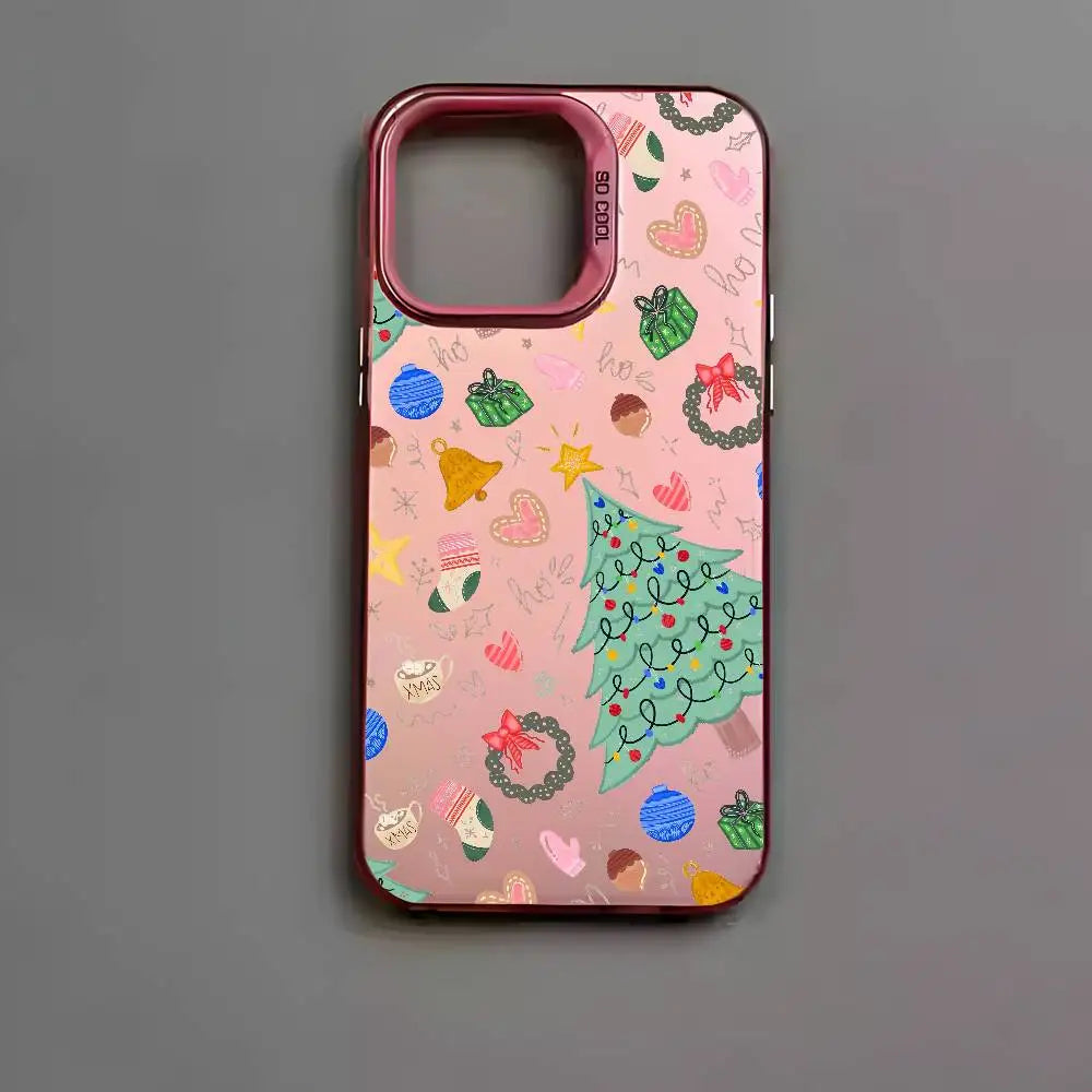 Christmas Tree Comic Version Phone Case For IPhone 17 16 15 14 13 12 11 Pro Max Air Multicolor Matte Laser Metallic Aurora Funda