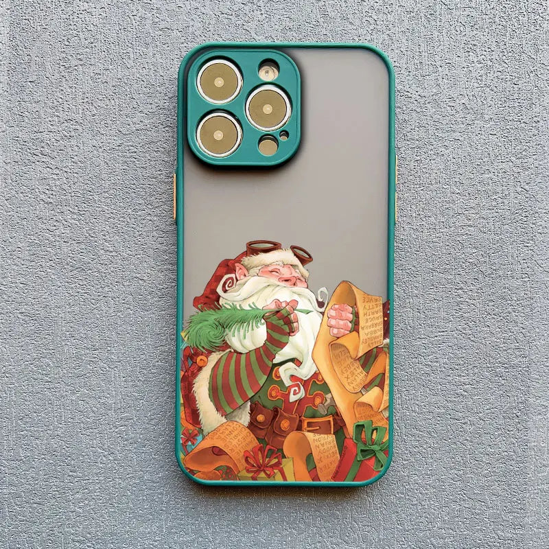 Luxury Cartoon Christmas Phone Cases for IPhone 14 15 Pro Max Plus 11 12 13 Mini Pro Max XS XR X Simple Santa Shockproof Cases