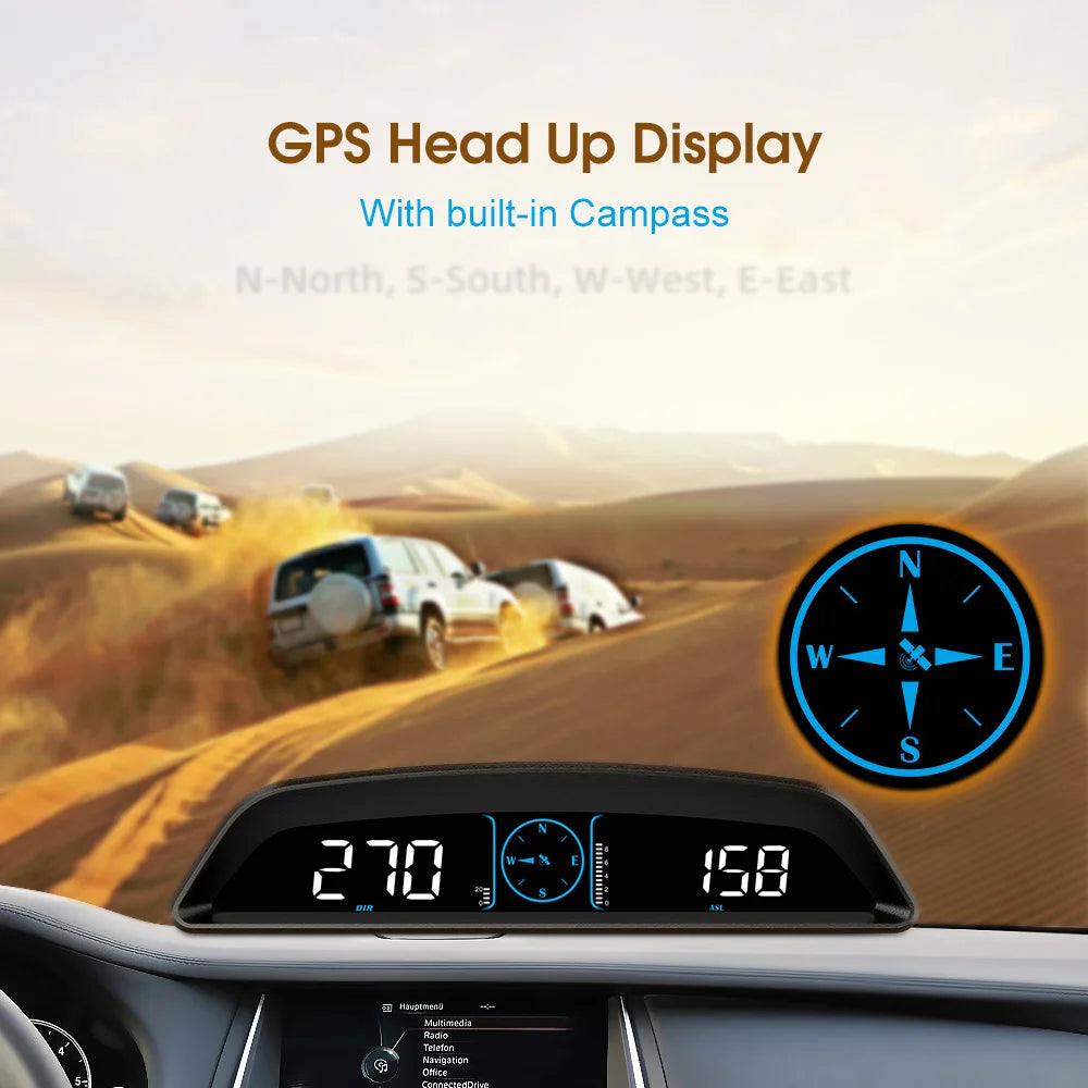 Hud Car Head Up Display GPS Speedometer Gadgets For Boat Motorcycle Car Accessories Digital Panel Speedometer Altimeter Compass by Quickfindgoods