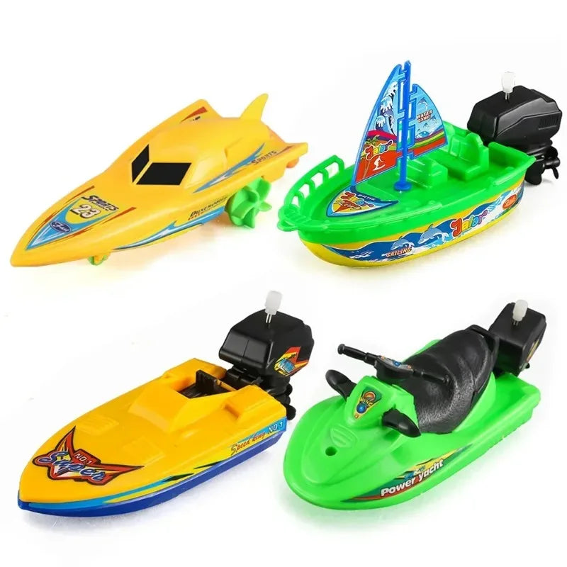 Wind Up Clockwork Float In Water Speed Boat Ship Children Bath Toys Random Color Kids Pool Swimming Bathtub Bath Toys